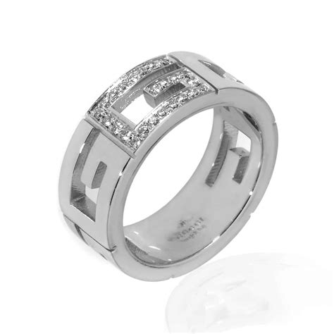 gucci 18k white gold diamond heart ring|Gucci tungsten ring.